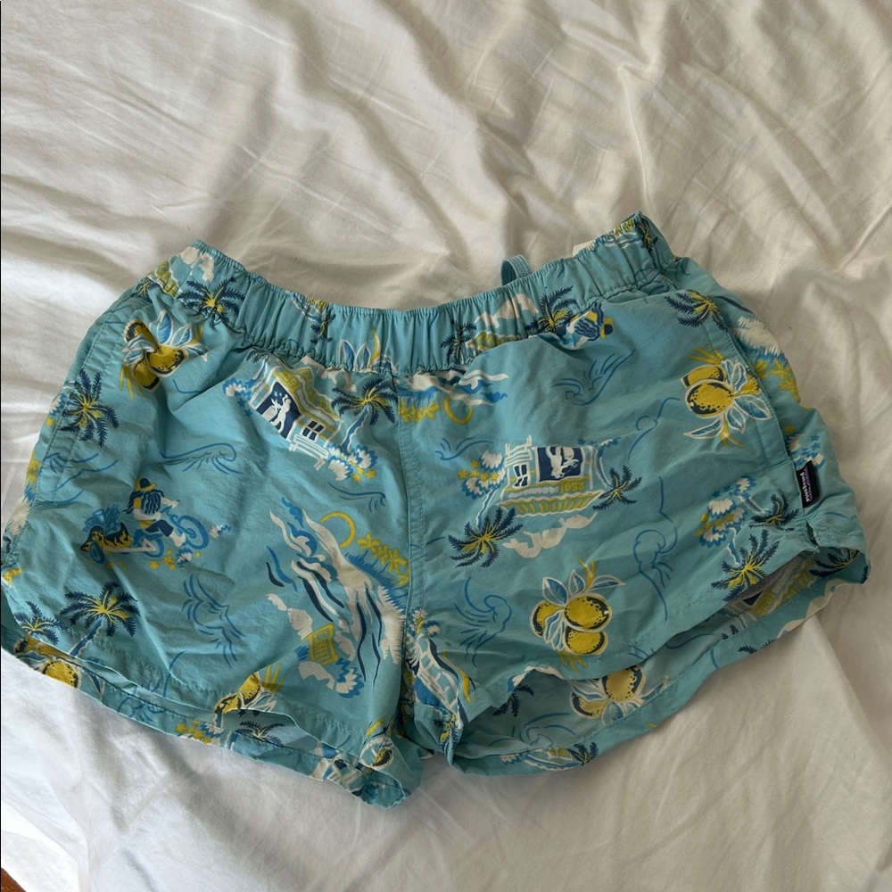Patagonia Blue Patterned Women's Athletic Shorts